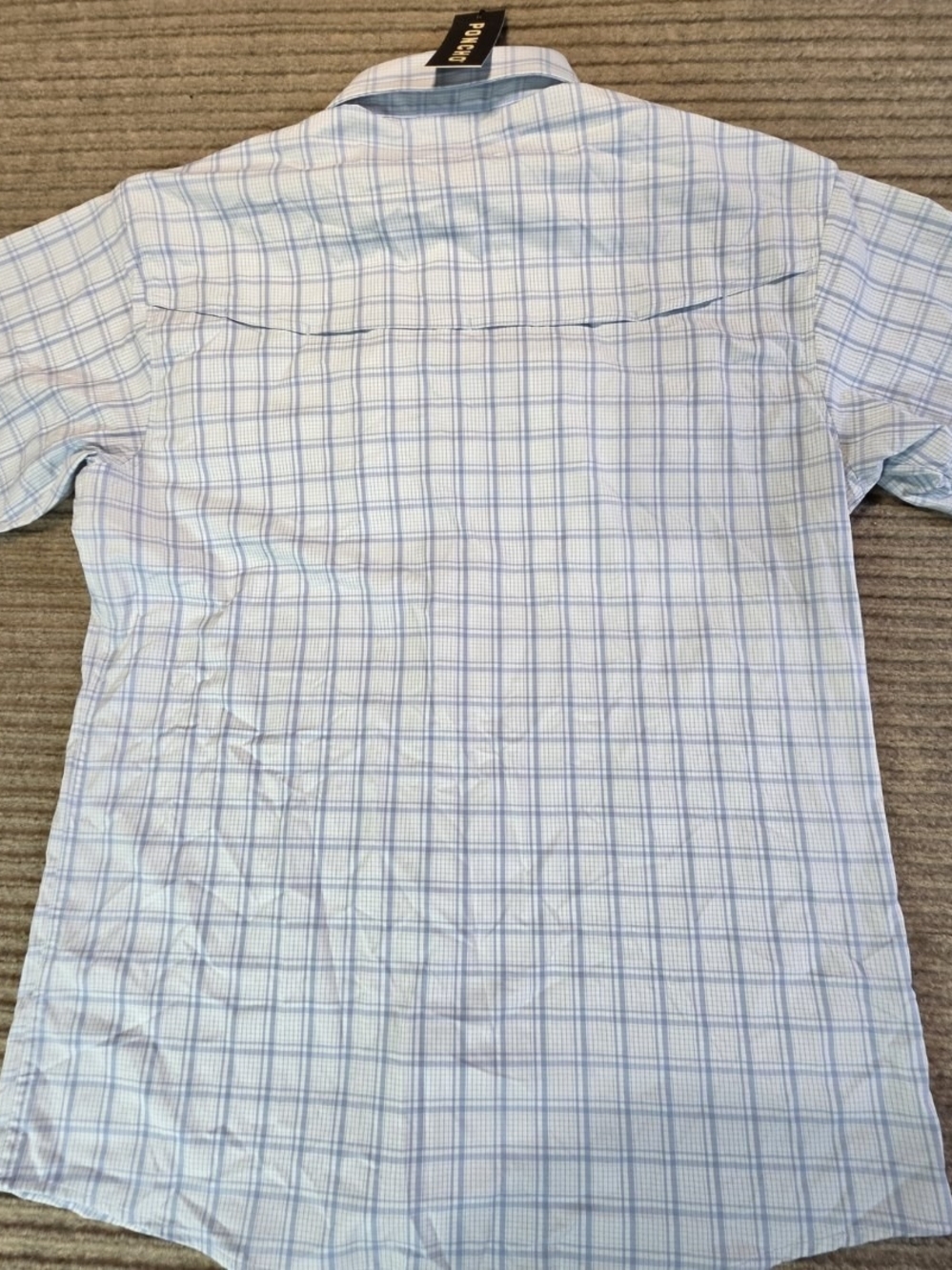 Poncho Outdoors Performance Shirt Mens M White/Blue Plaid Magnetic Pockets. NWT - Picture 4 of 9